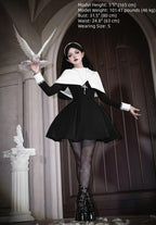 Nihil - Gothic Nun Lolita OP Dress, Irregular Hem Cape and Accessories - image 8