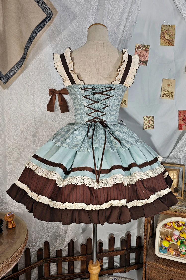Mint Chocolate Sweet Lolita JSK Dress in Green and Brown - image 18