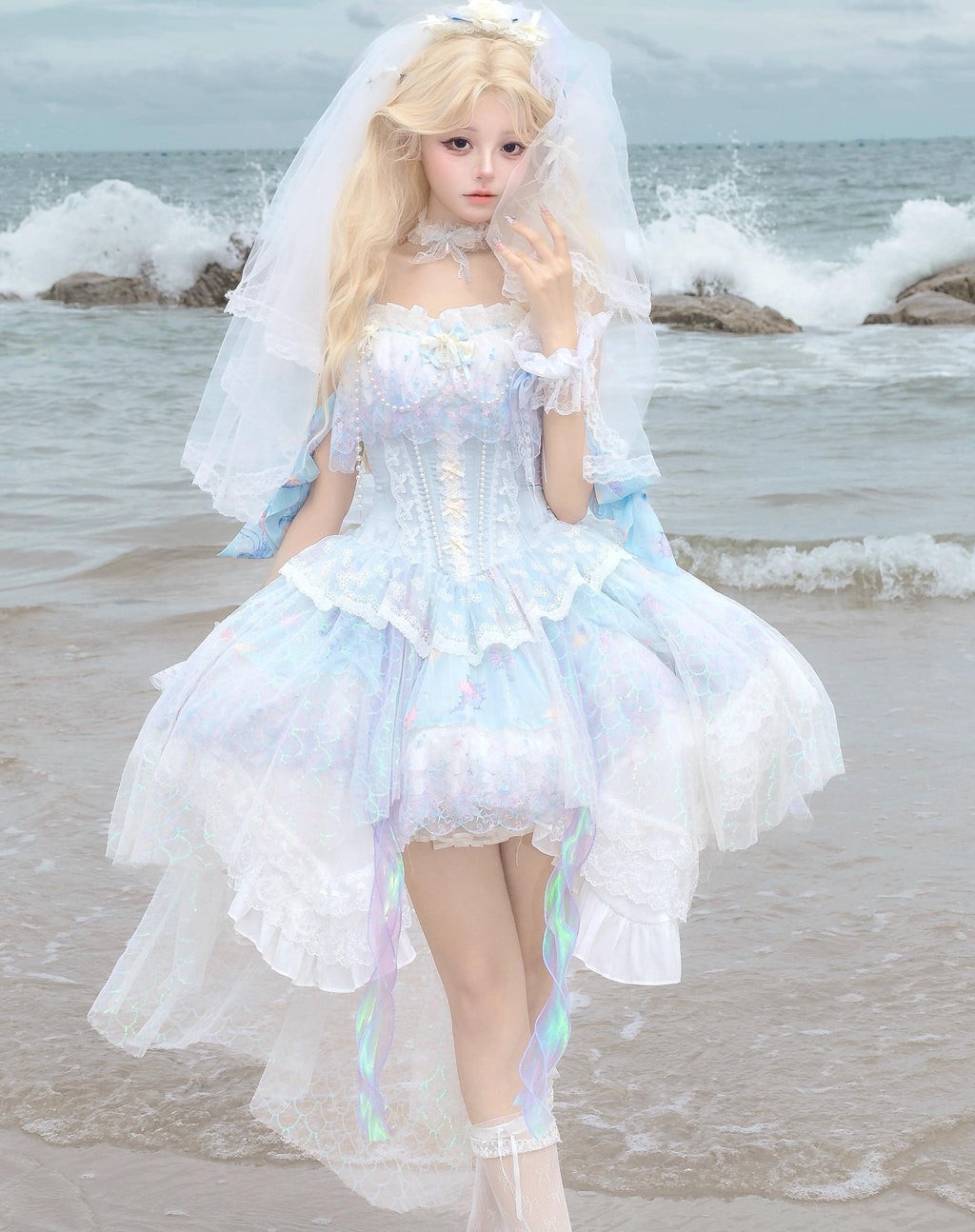 MermaidTears - Wedding Lolita JSK Dress, Ocean Theme - image 1