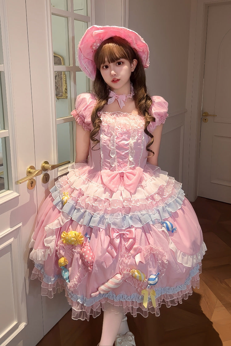 Pink Candy Party Sweet Lolita Short-Sleeve Dress - image 6