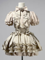 Beige Sweet Lolita Blouse and Ruffle Bubble Skirt Set - image 3
