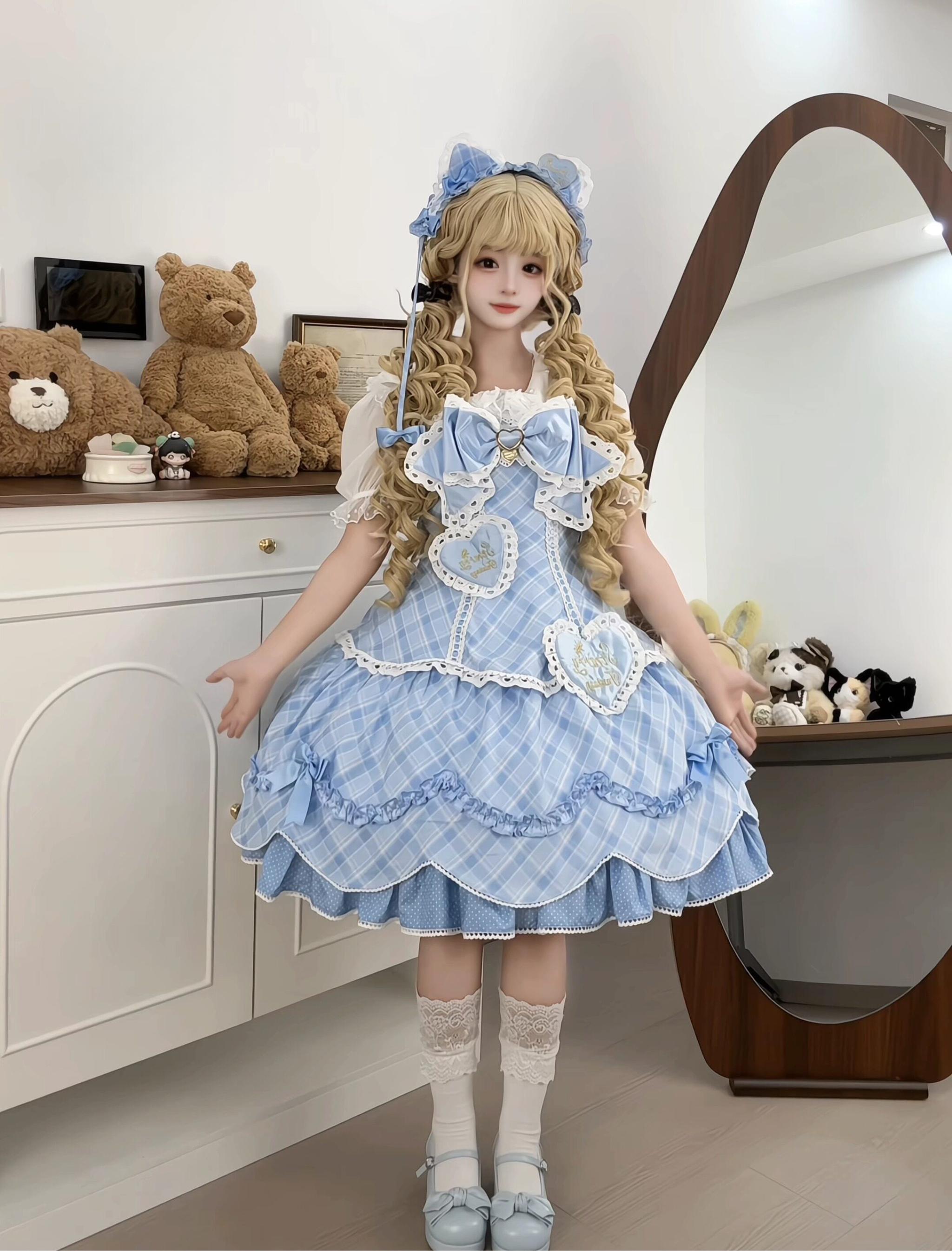 Shibuya Honey - Plus Size Sweet Lolita Plaid OP & JSK Dress - image 9