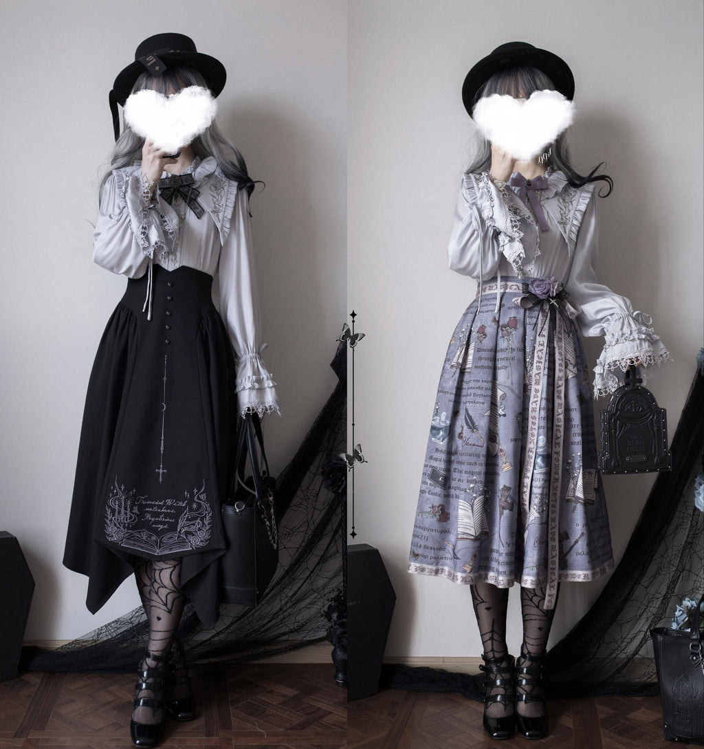 Witch Notes - Gothic Lolita Embroidered Dress Suit, Cross and Rose Print - image 10