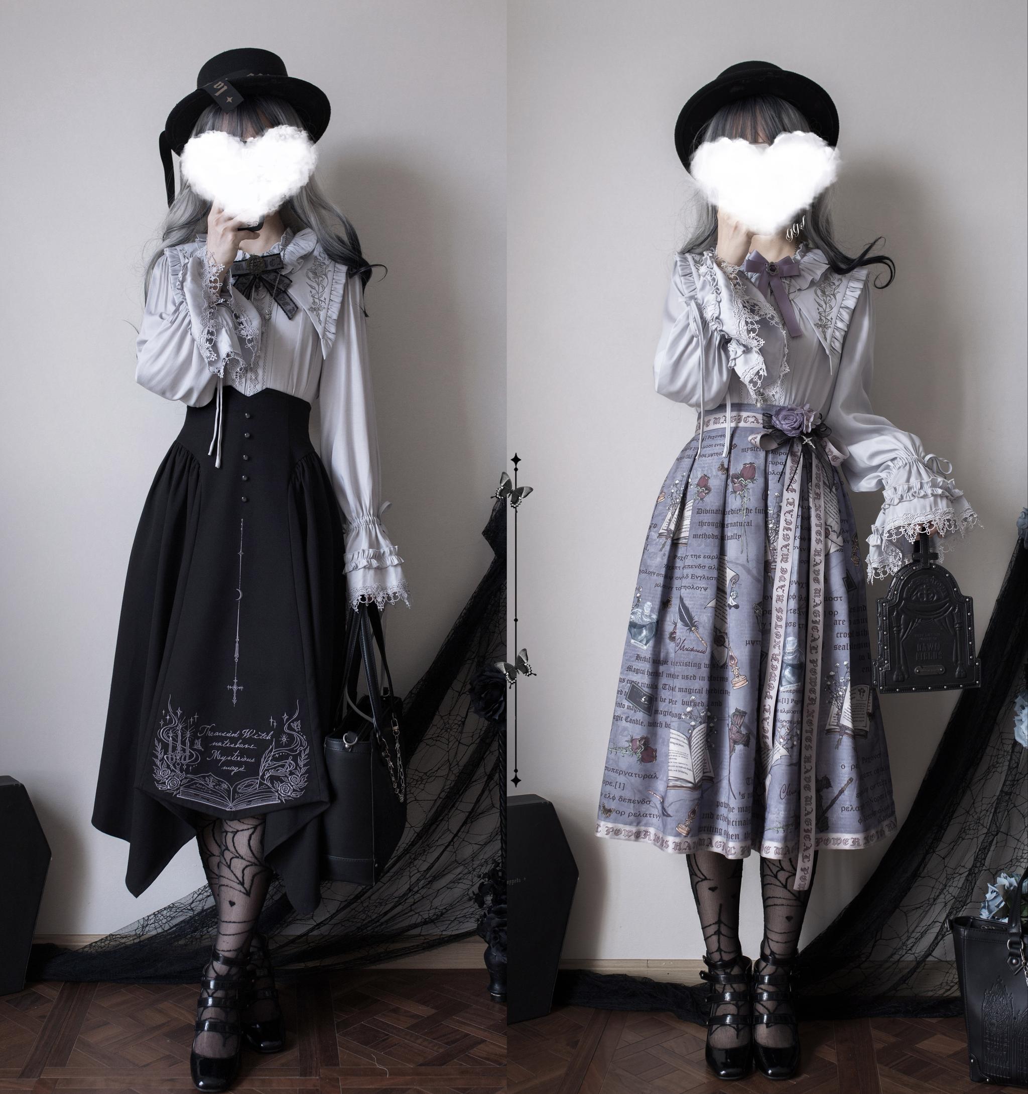 Witch Notes - Gothic Lolita Embroidered Dress Suit, Cross and Rose Print - image 10