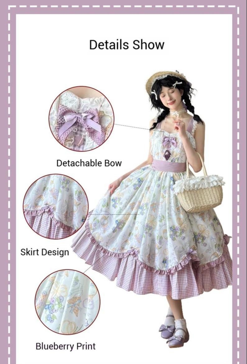 Blueberry Summer - Classic Lolita JSK Dress with Large Hem and Cotton Lining - image 14