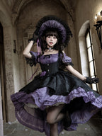 Purple Black Gothic Underbust JSK and Off Shoulder Blouse Set - image 8