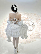 White Cutout Halter Neck JSK Lolita Dress | Diamond Honey - image 8