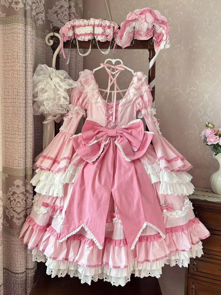 Plus Size Pink Old School Princess Lolita Cotton Dress - image 2