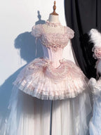 Pink Balletcore Princess Lolita Corset Top and Ruffle Skirt Set - image 8