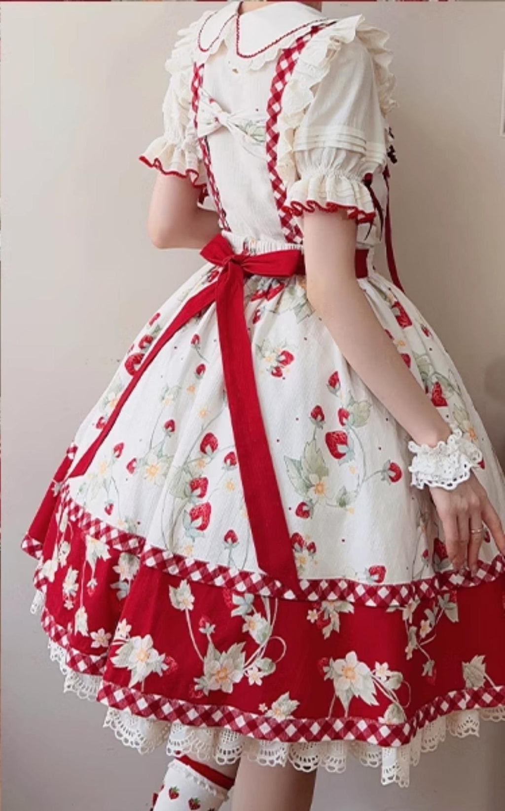 Sweet Lolita Shirt Strawberry Embroidery Ivory Blouse - image 22