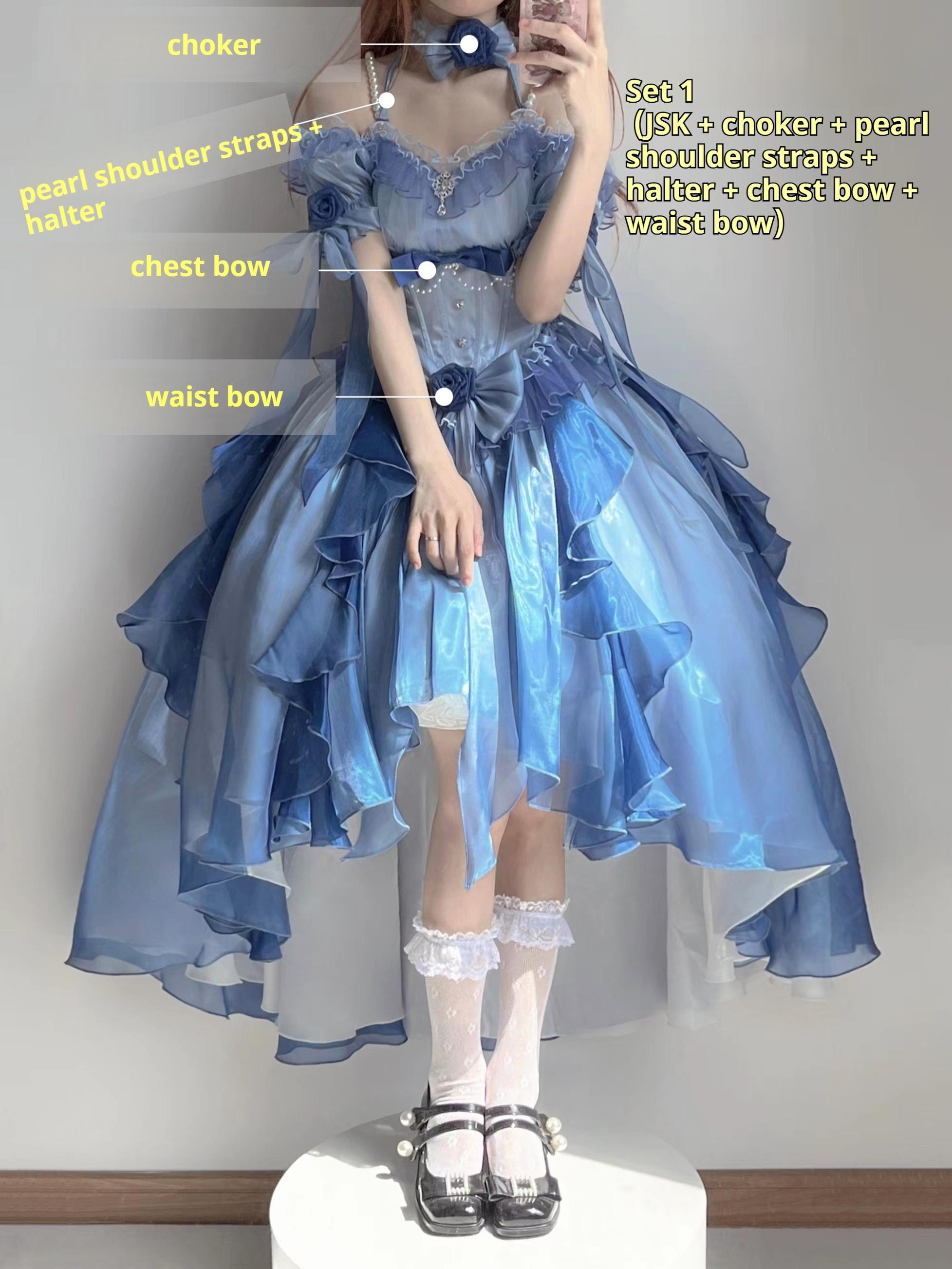 Midsummer Dream - Gradient Color Wedding Lolita JSK Dress Set, Fishbone Waist - image 23