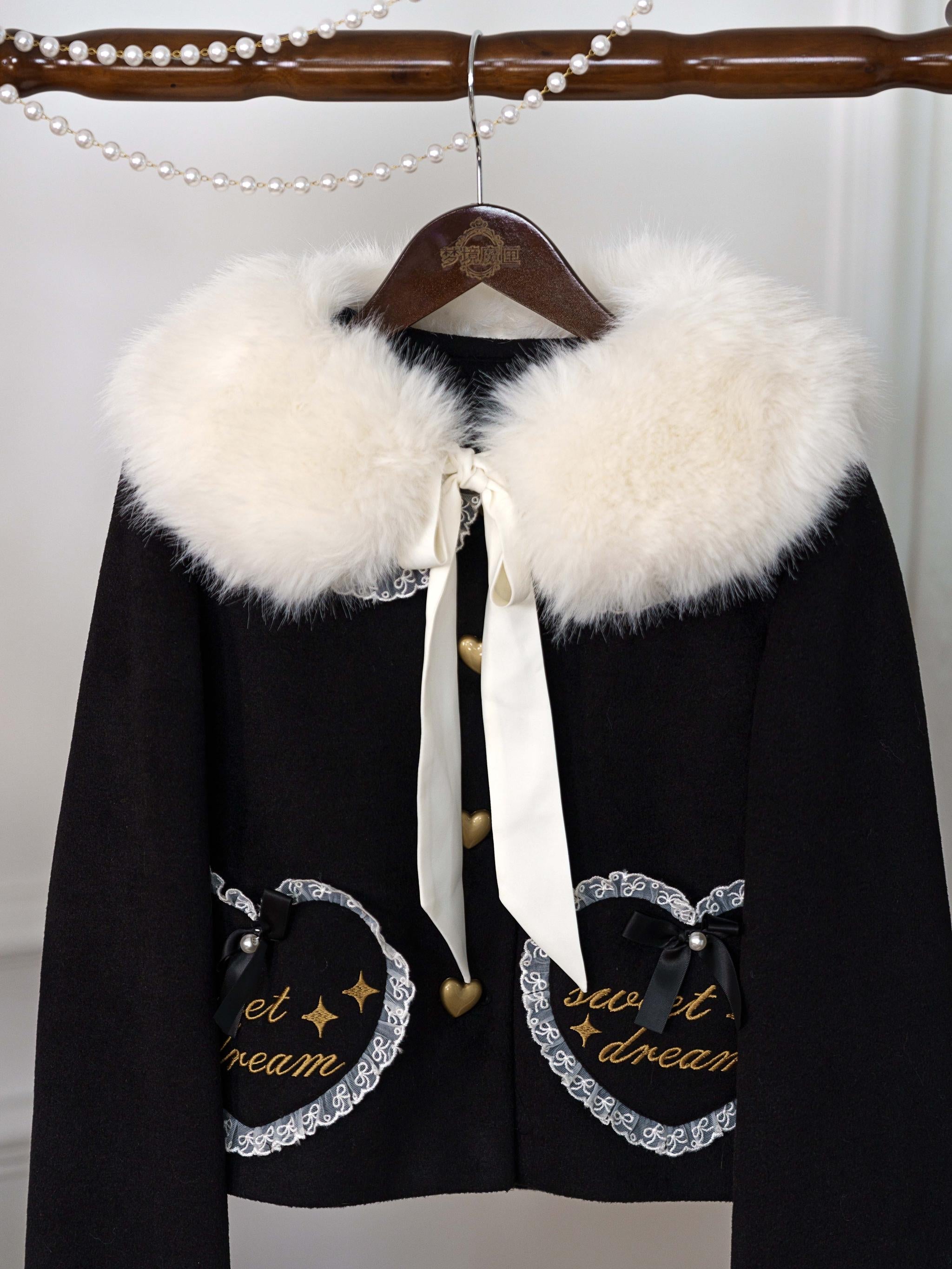 Milk Puff - Winter Fleece-Lined Sweet Lolita Coat, Detachable Collar Collection - image 34