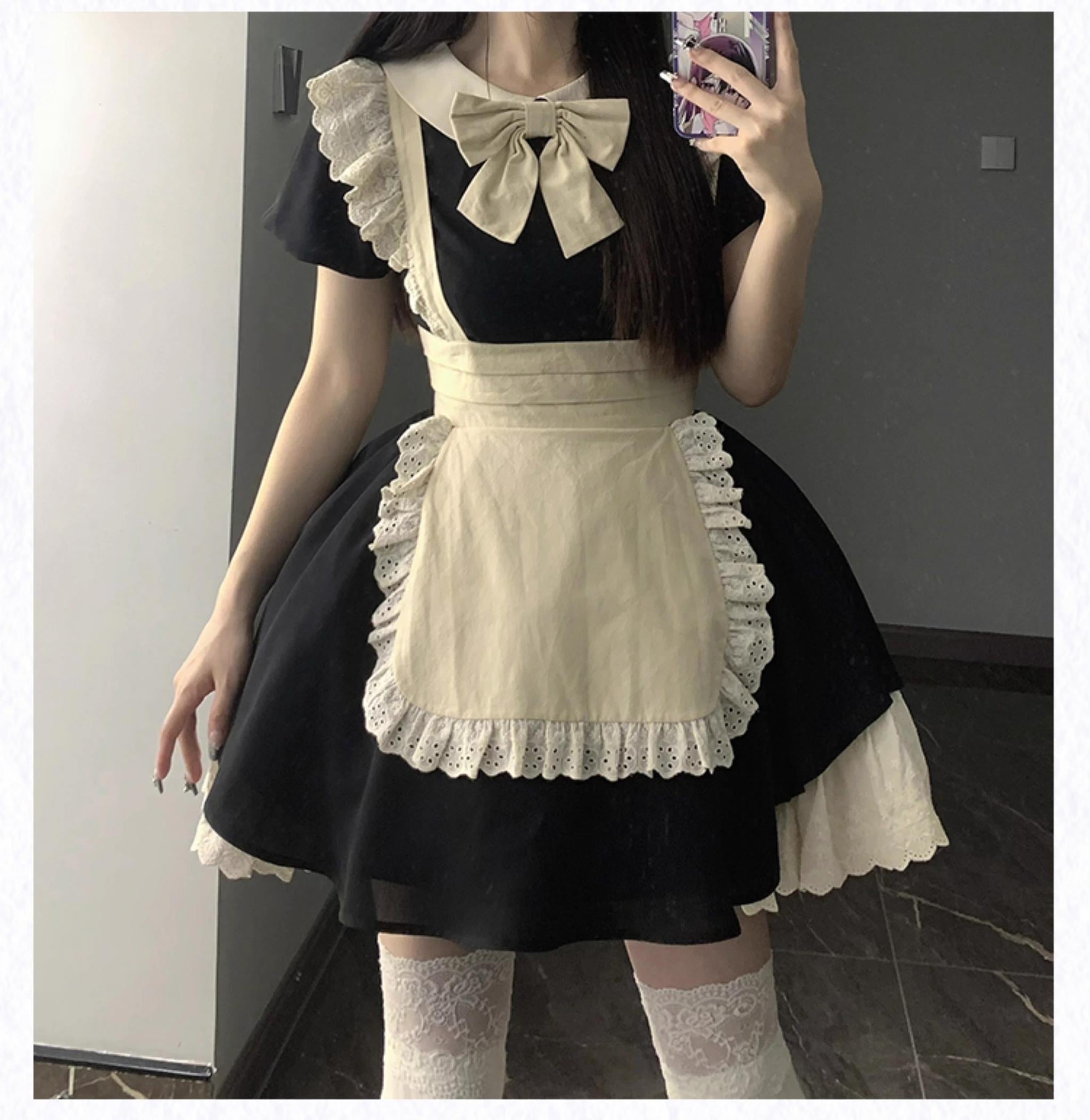 Kiss Kiss - Vintage Maid Lolita OP Dress and Apron - image 18