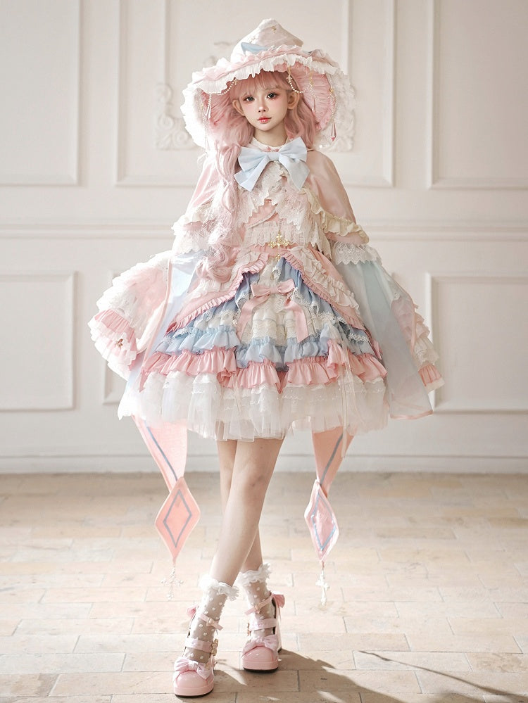 Pink and Blue High Waist Sweet Witchy Dress Lolita Jumper Skirt Full Set - image 10