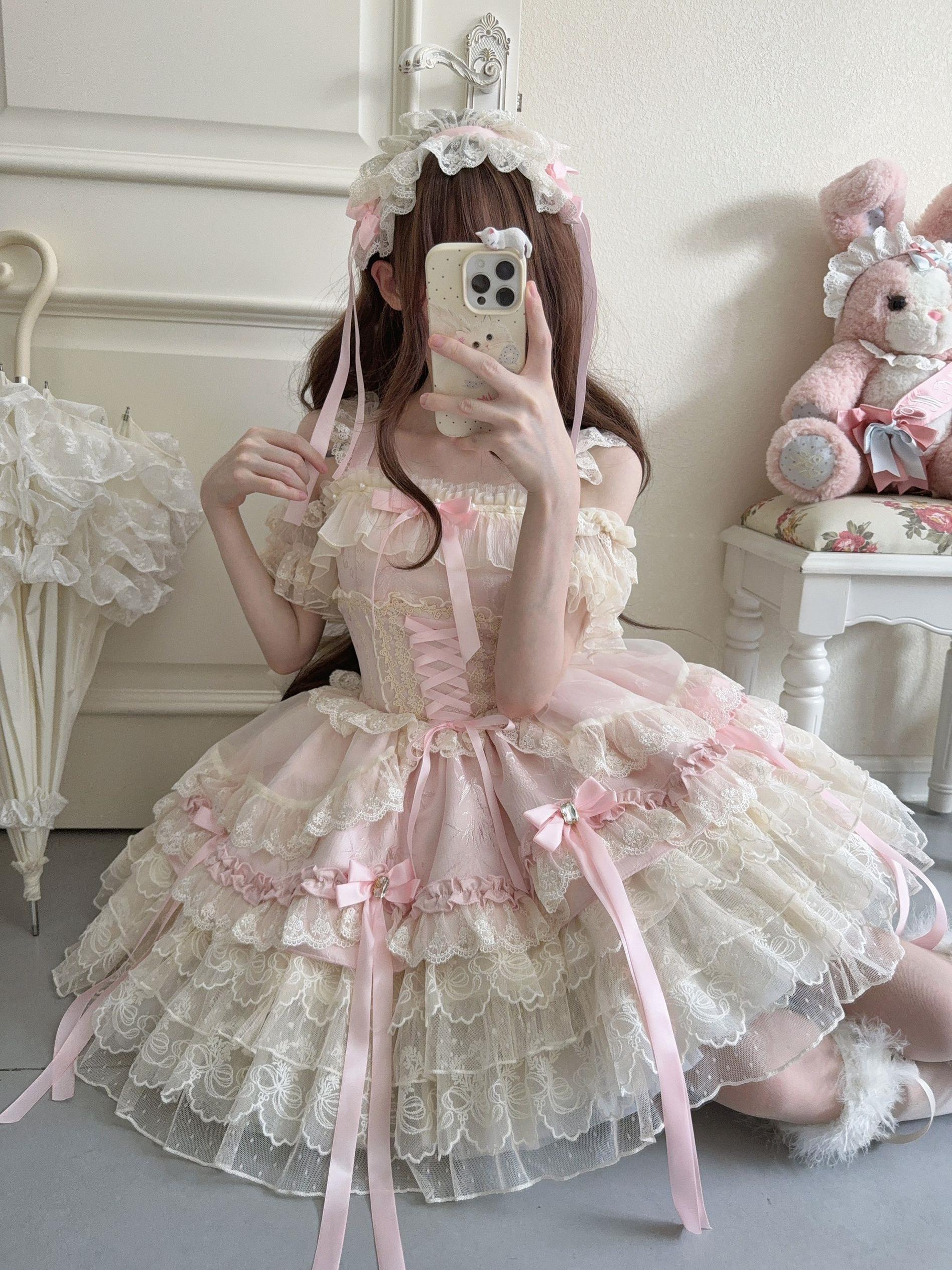 Ribbons of Love Sweet Lolita Tiered JSK Dress - image 11