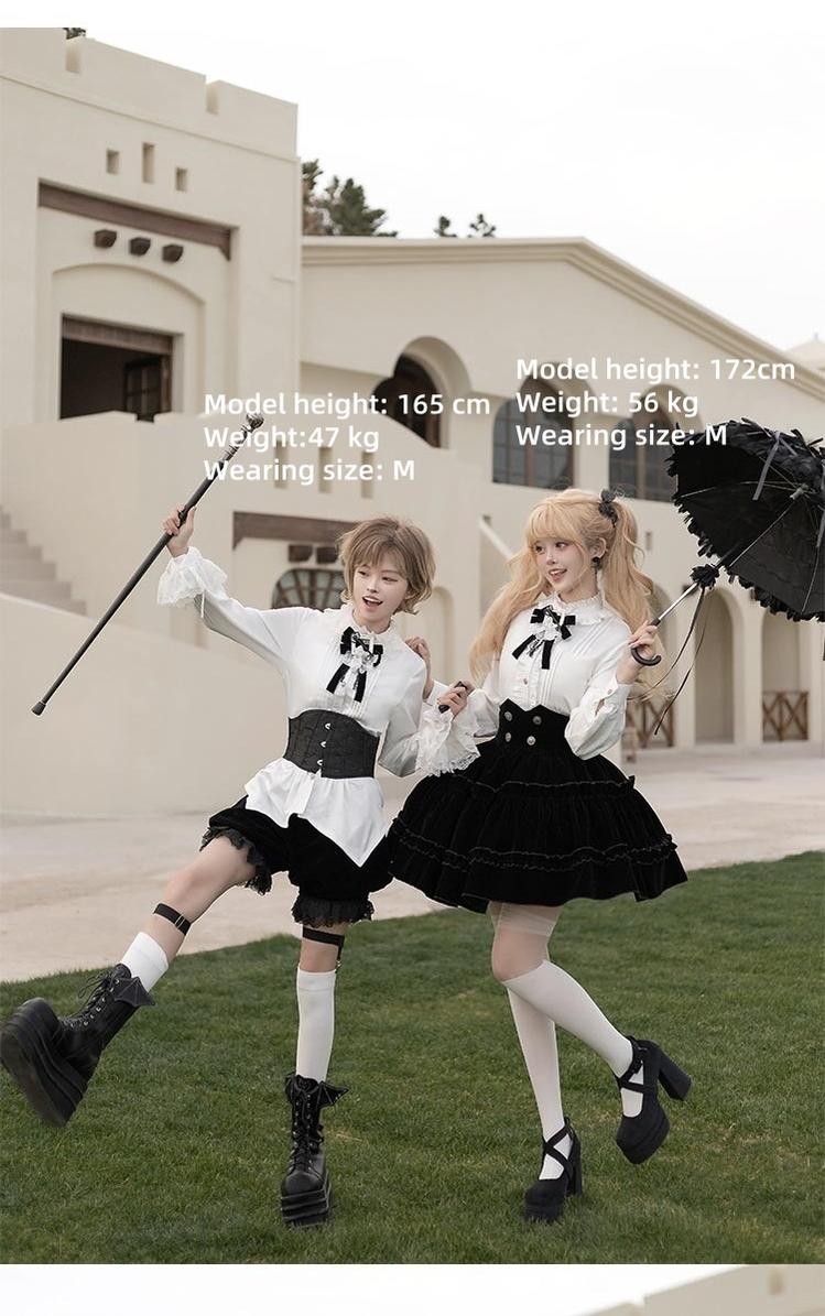 Erosion Heart F-Type - Ouji Lolita Suit Black Velvet Shorts and Skirt - image 3