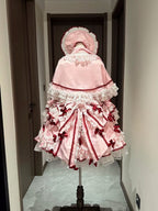 Teddy and Strawberry Embroidery Pink Sweet Lolita OP Dress Full Set - image 3