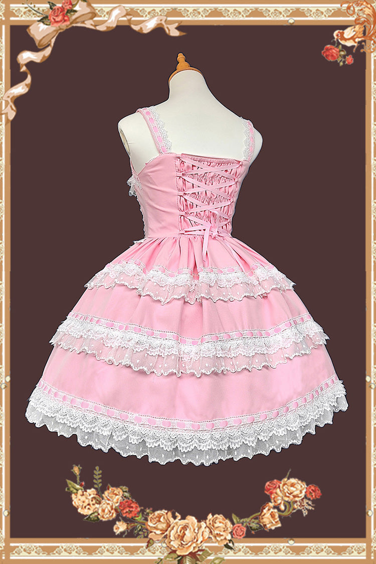 Doll in the Mirror - Square Collar Sleeveless Ruffled Lace-Up Sweet Lolita JSK Dress - image 8