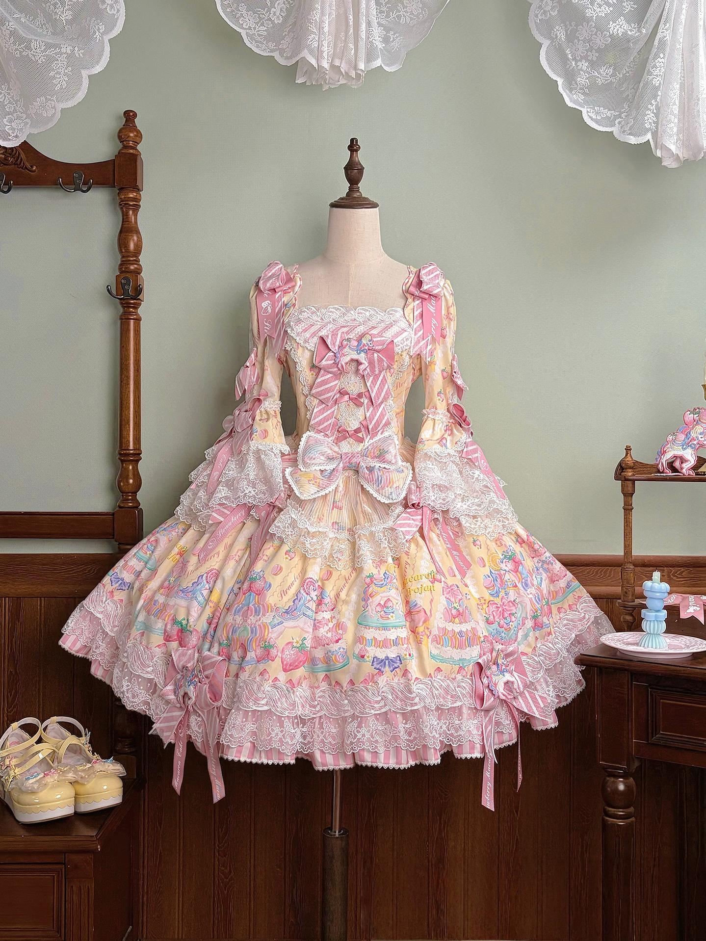 Macaron - Printed Sweet Lolita OP Dress and Old School JSK - image 46
