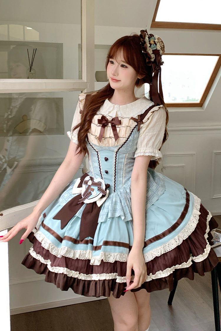 Mint Chocolate Sweet Lolita JSK Dress in Green and Brown - image 7