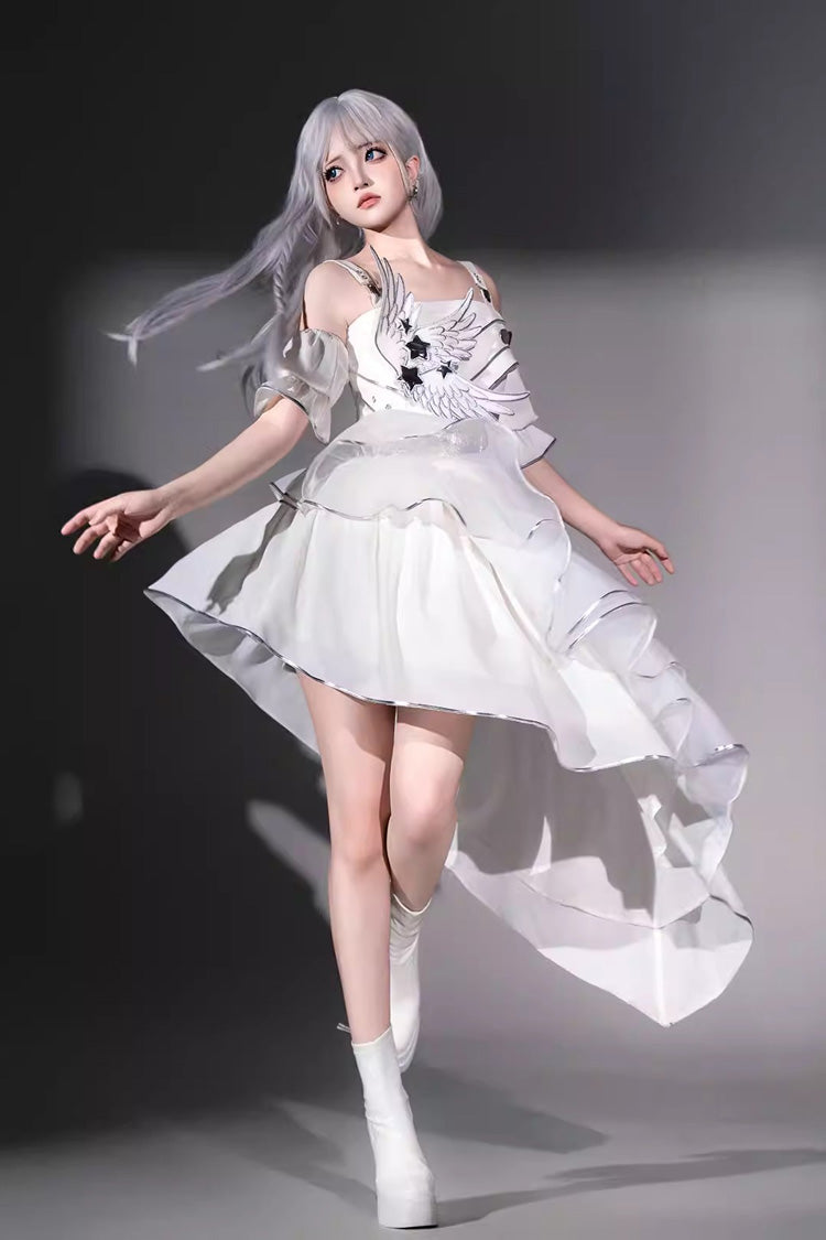 Silver Wings - Futuristic Punk Lolita JSK Dress Set - image 11