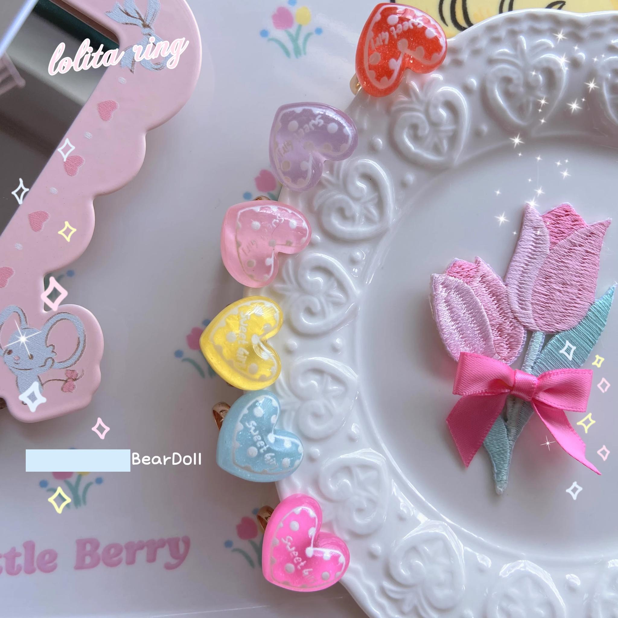 Kawaii Lolita Shell & Heart Adjustable Ring Collection - image 5