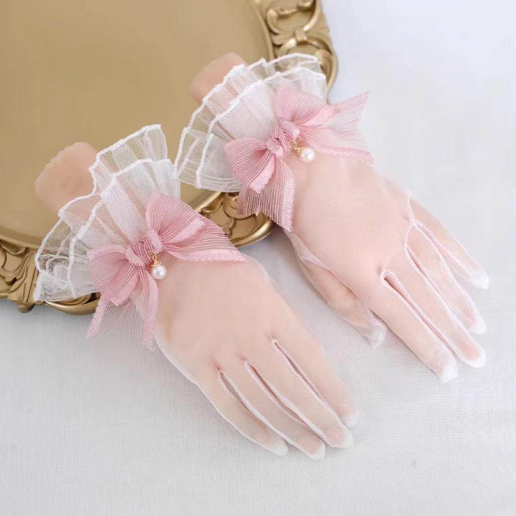 Elegant Lolita Bow Gloves, Retro Lace Glove - image 7