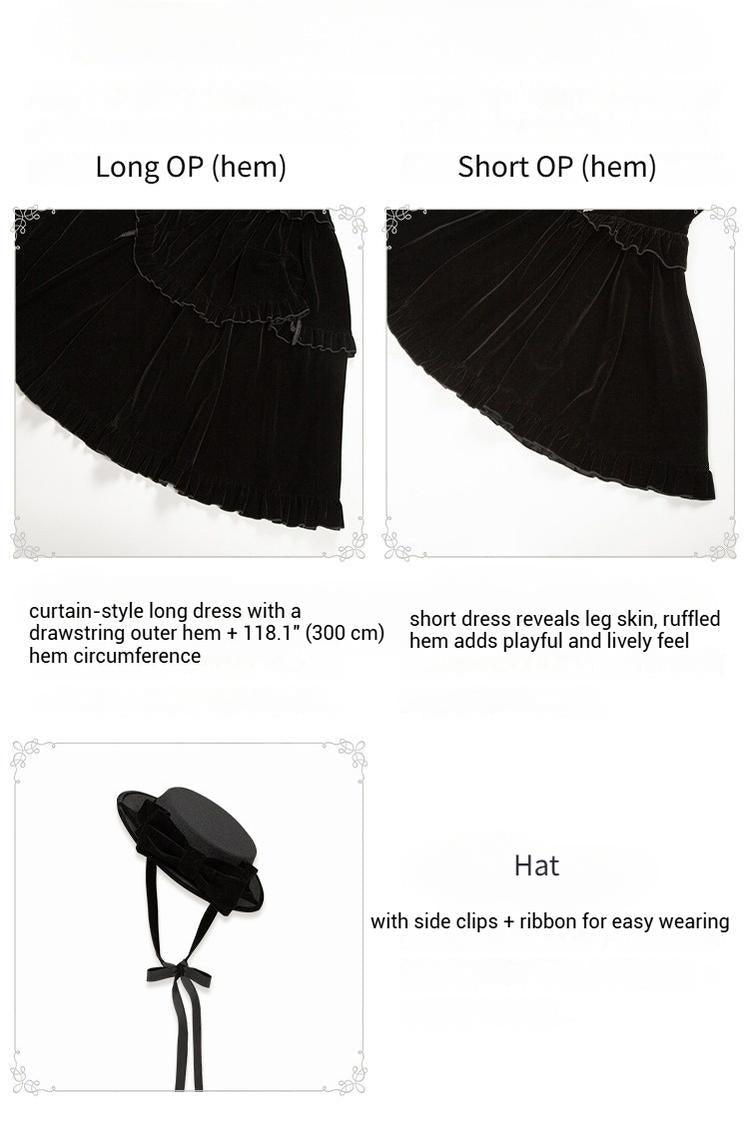 Apocalypse - Gothic Lolita Velvet OP Dress Set, Fishbone Waist - image 29