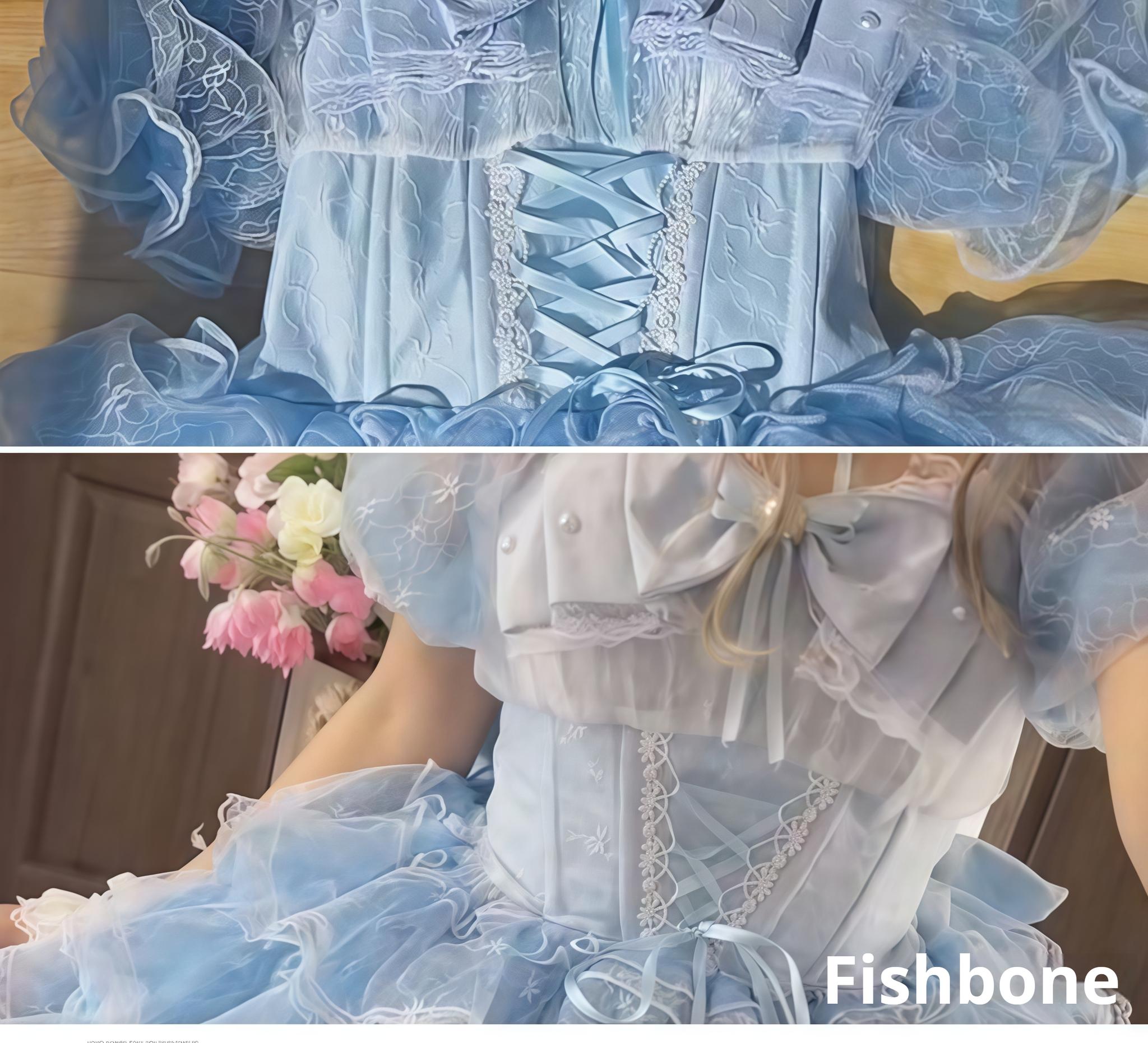 Shisan District - Wedding Lolita OP Suit with Angel Demon Wings - image 21