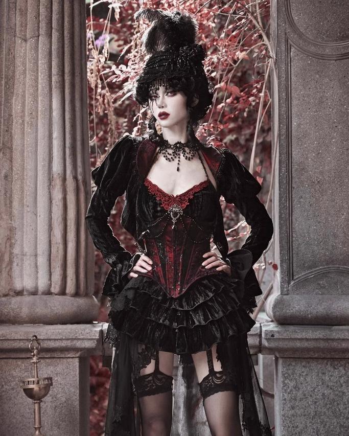 Duchess - Velvet Gothic Lolita Dress, Corset & Skirt - image 14