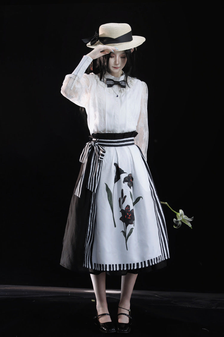Lily - Printed & Embroidered Gothic Lolita Skirt - image 6