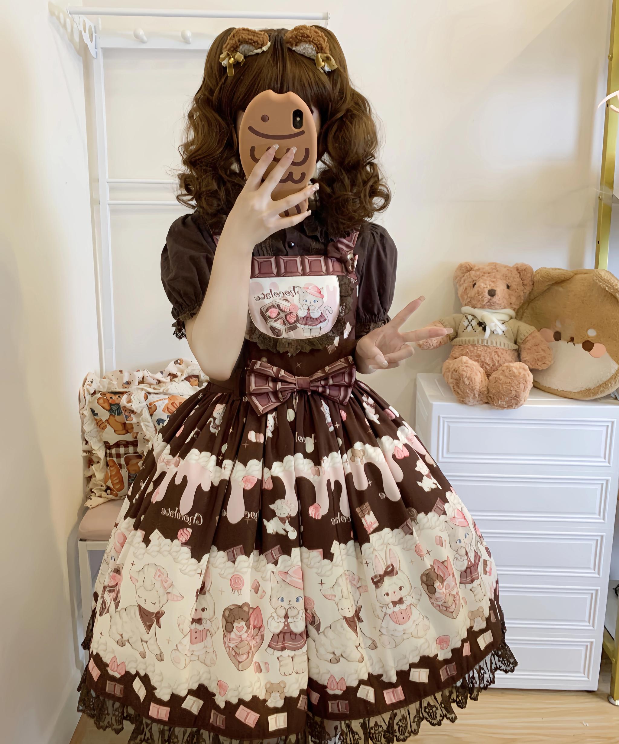 Heartbeat Miao Qiao - Kawaii Lolita Salopette Summer Cat Print Dress - image 6