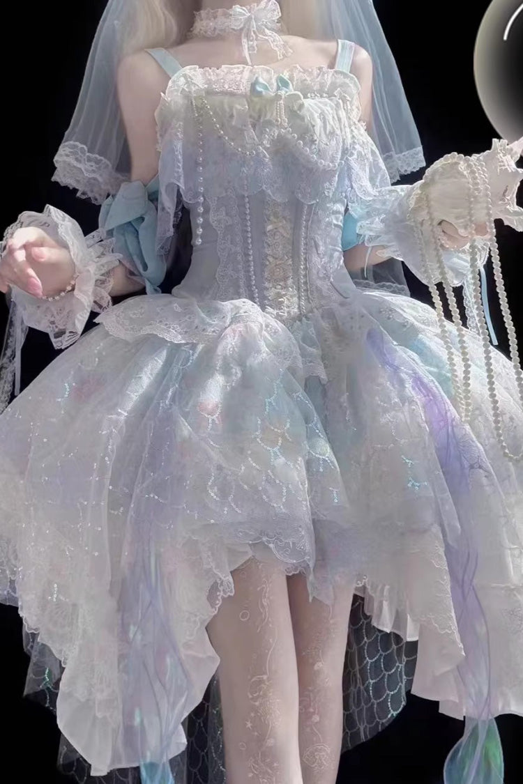 Mermaid's Tears - Ocean Wedding Sweet Lolita JSK Full Set - image 8