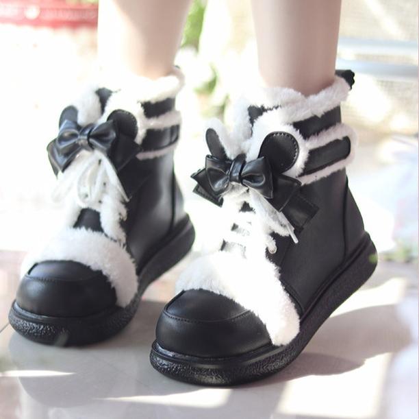 Bear Dada - Winter Kawaii Lolita Boots, Plush Accent - image 10