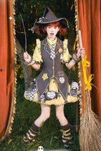Witch and Paradise - Short Sleeves Ruffle Bowknot Sweet Japanese Halloween Lolita Dress Vest Set - image 1