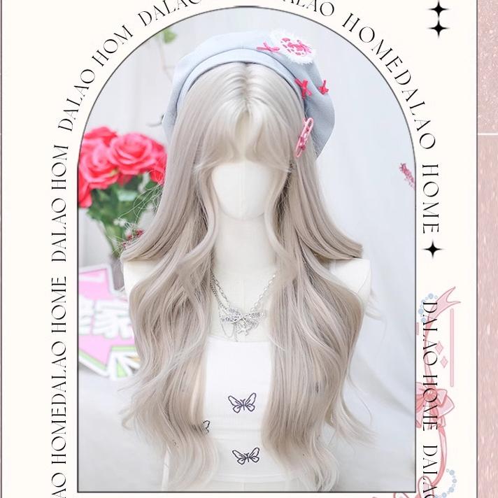 Moon Sinking - Elegant Lolita Long Curly Greige Wig - image 4
