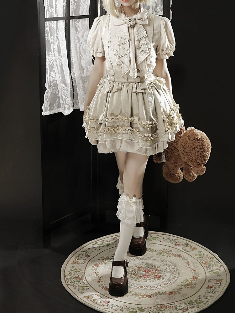 Beige Sweet Lolita Blouse and Ruffle Bubble Skirt Set - image 12