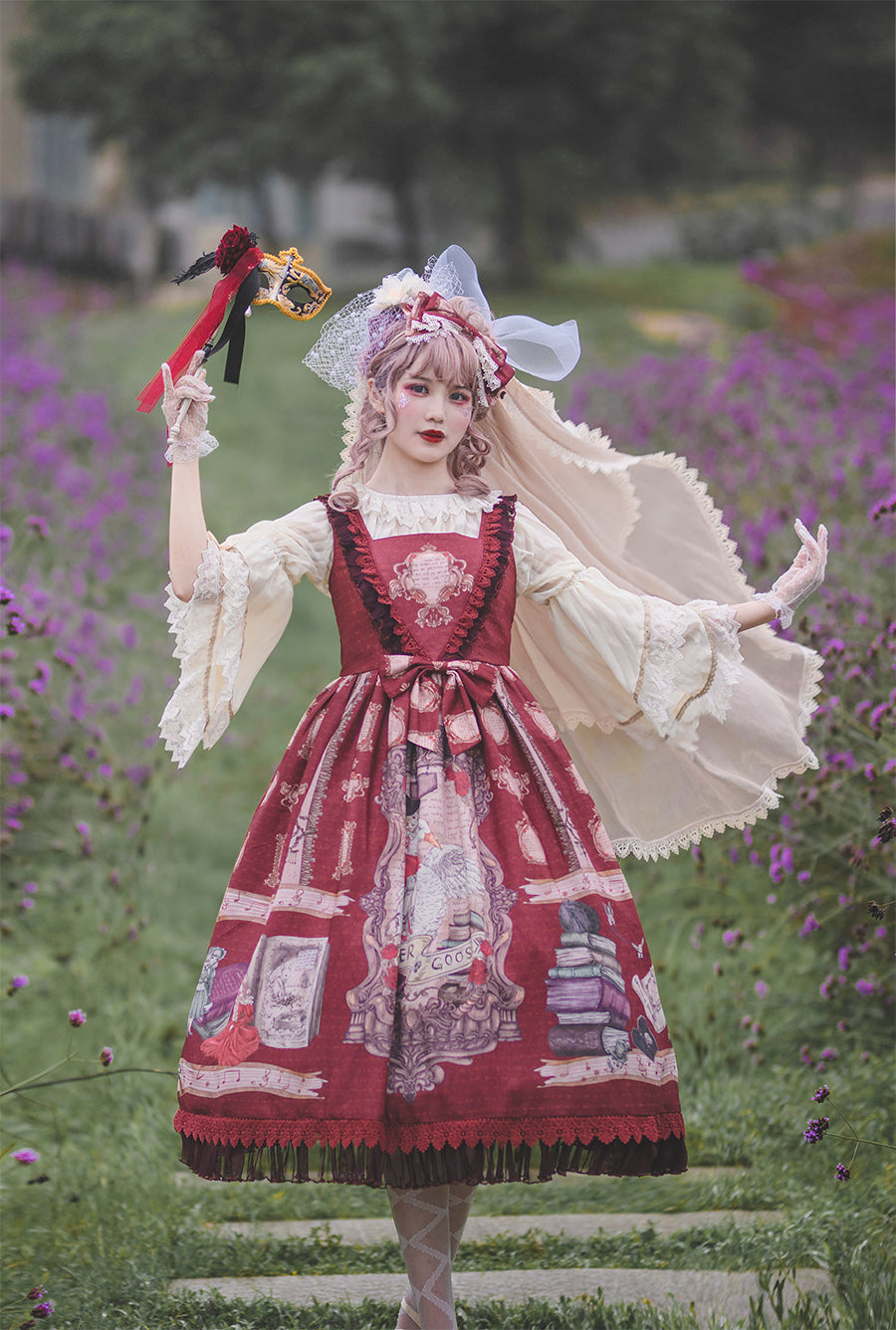 Gothic Lolita Veil with Double-Layer Lace Headdress - image 3
