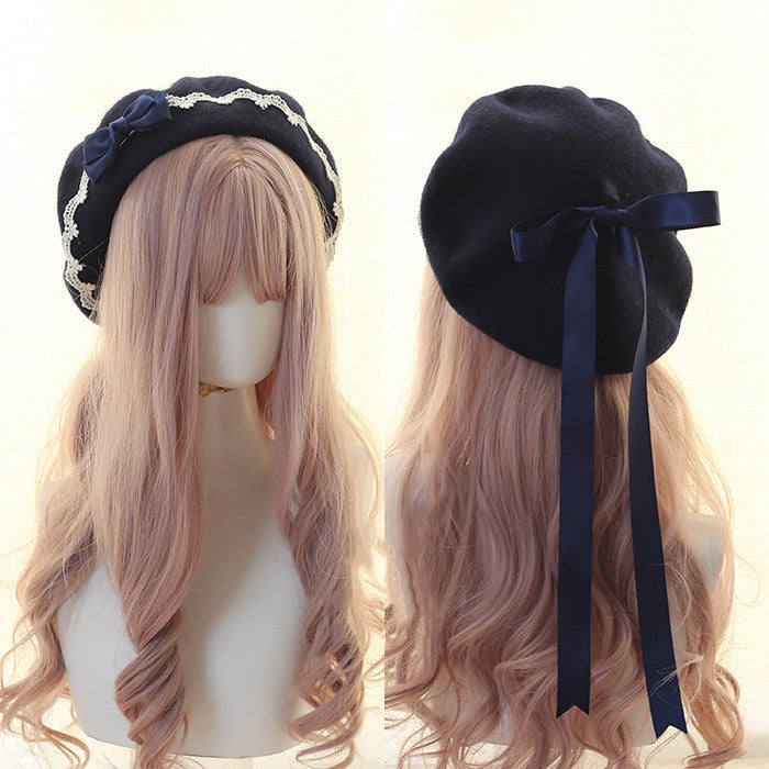 Sweet Woolen Lolita Lace Beret, Japanese Style - image 10