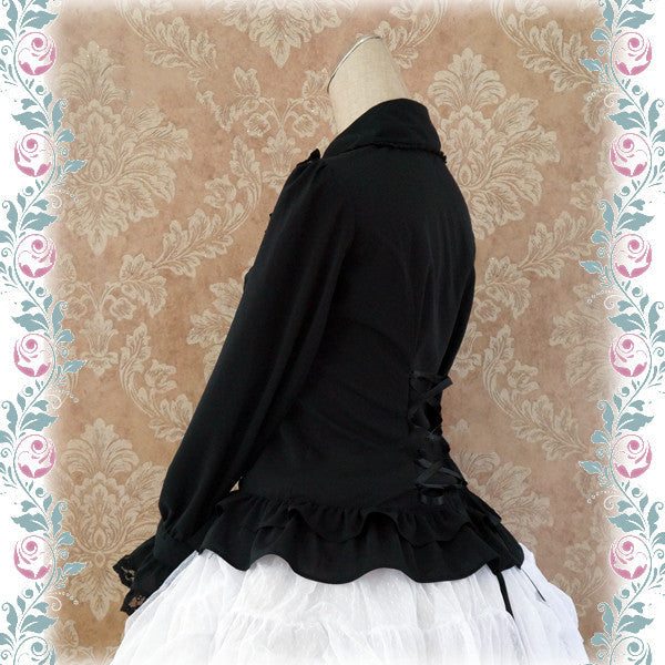 Elegant Lace-Up Back Lolita Blouse - image 12