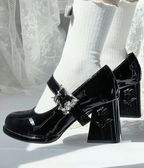 Wanxiang Cycle - Elegant Lolita Heels with Embossed Rose - image 4