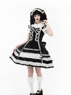 Monochrome Snowflake Cotton JSK Dress with Ruffle Trim - image 6