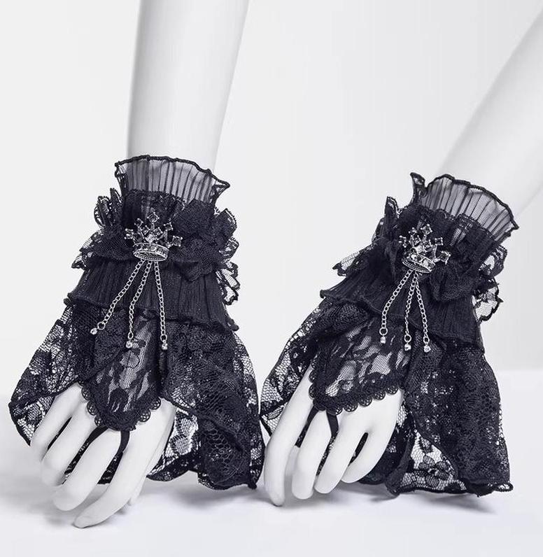 Gothic Lolita Lace Cuffs, Crown Decoration - image 1