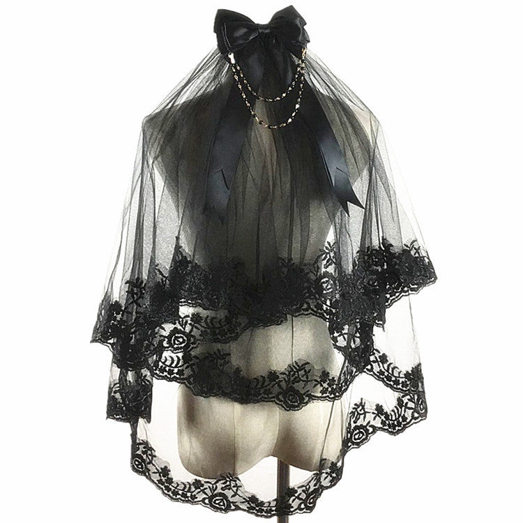 Gothic Retro Lace Double-Layer Lolita Veil - image 1