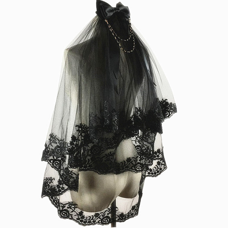 Gothic Retro Lace Double-Layer Lolita Veil - image 2