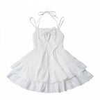 Ivory Halterneck Slip Dress with Lace Accents and Ribbon Knot - PINK SAVIOR - image 2