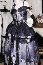 Skull Magic Gothic Lolita Top and Skirt Set in Black and Blue - image 17