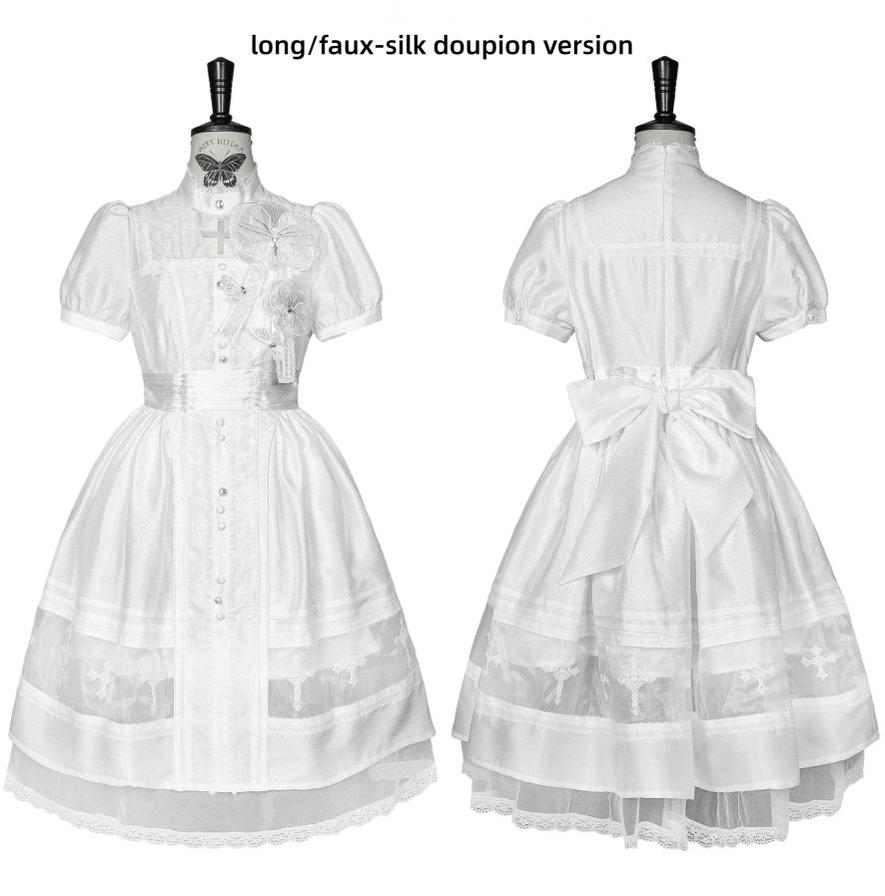 Ghost Orchid - Gothic Lolita OP Dress, Embroidered Cross - image 39