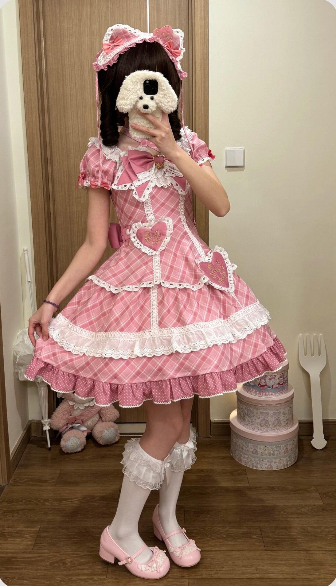Shibuya Honey - Plus Size Sweet Lolita Plaid OP & JSK Dress - image 18