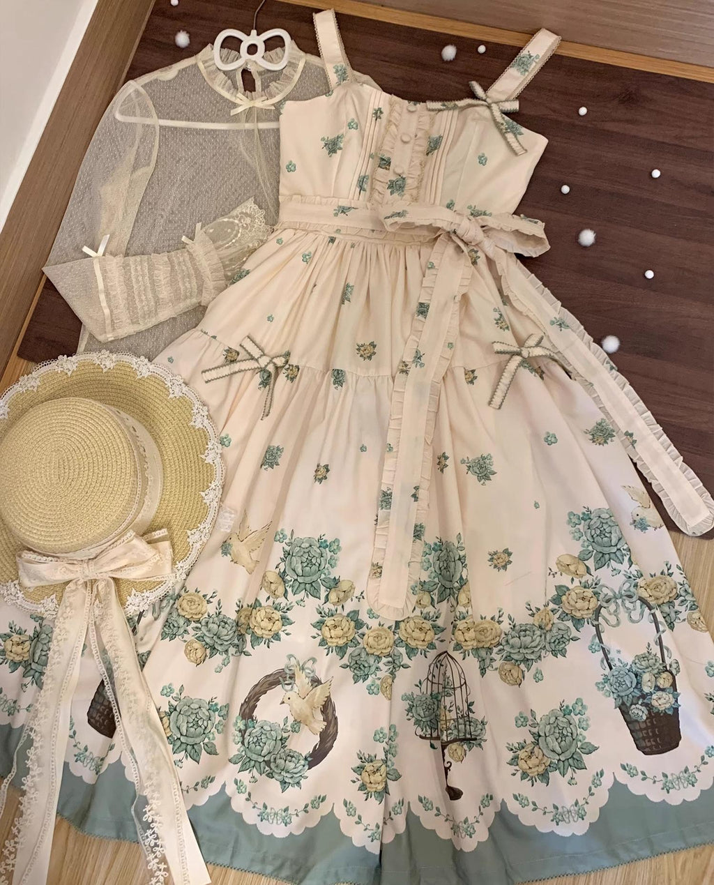 Floral and Bird Series - Classic Lolita JSK Dress, Floral Print - image 10